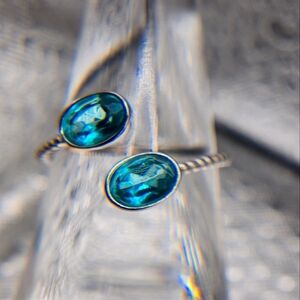 Silver blue topaz on a solid silver snake ring